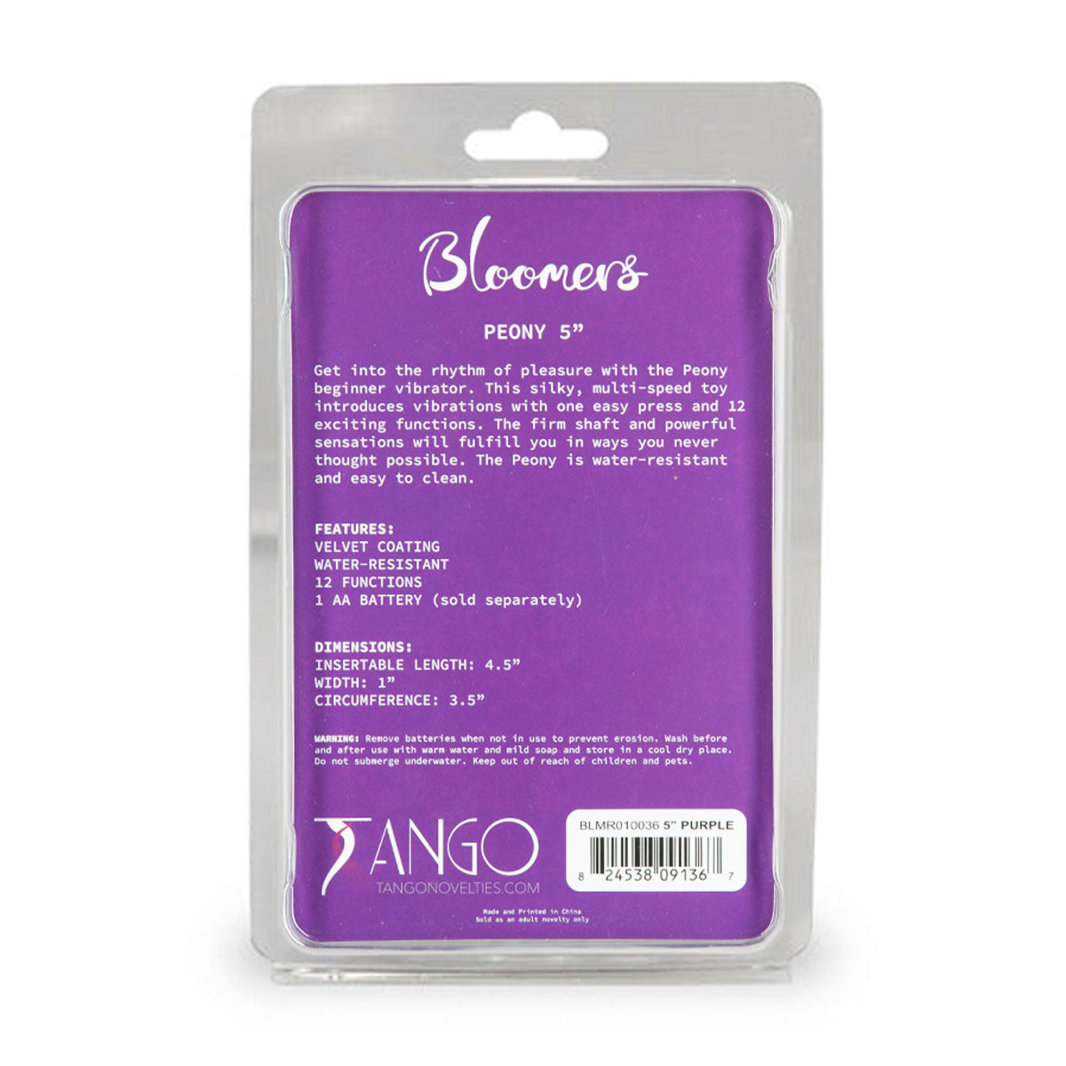 Tango Bloomers Peony 5” Vibrator – Purple
