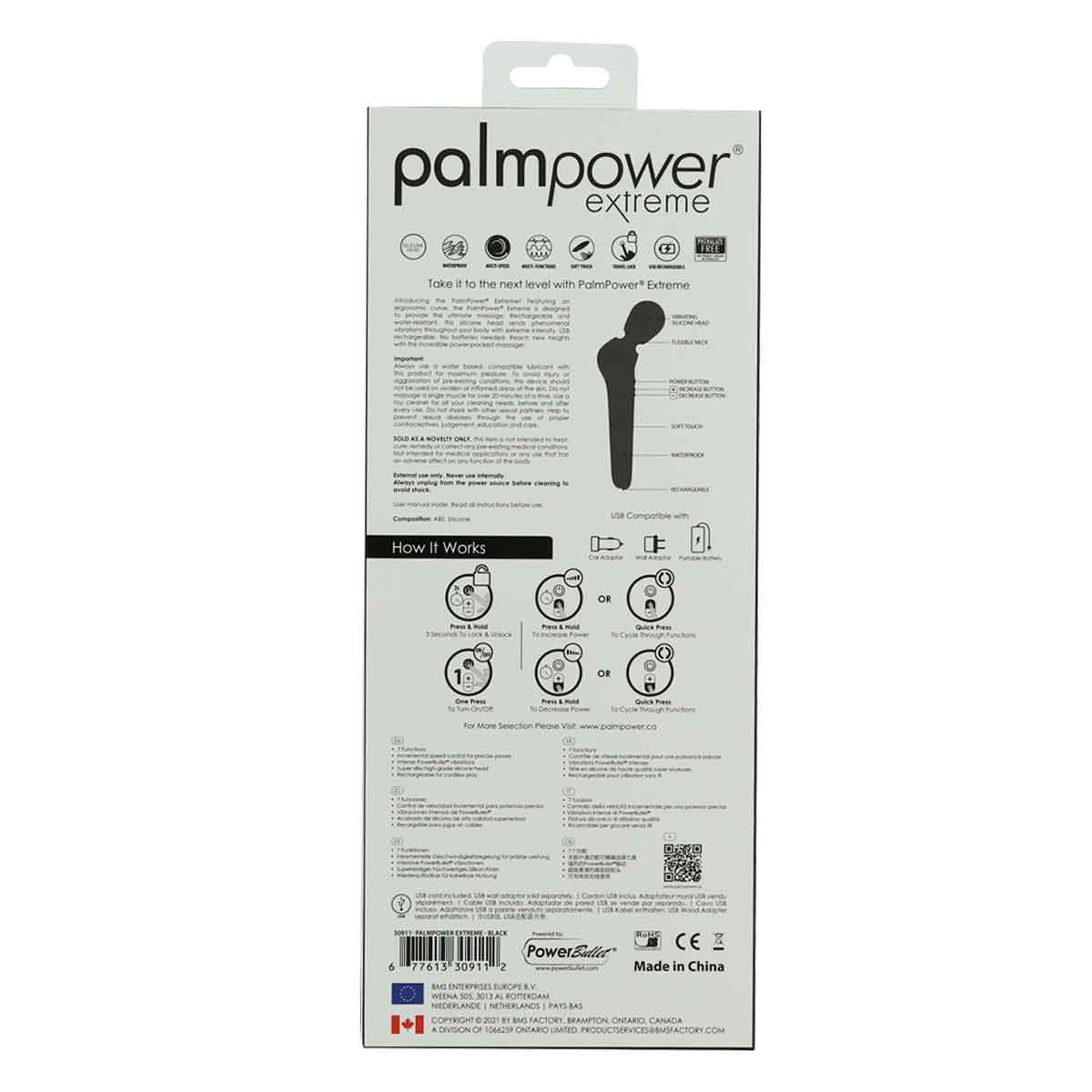 PalmPower Extreme - Rechargeable Massage Wand - Black