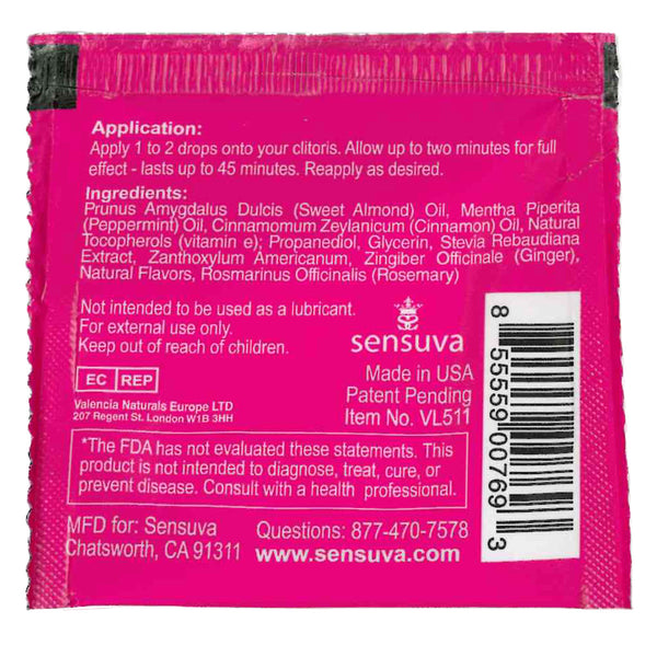 Sensuva On Arousal Gel Water Base Original Natural Gel For Her