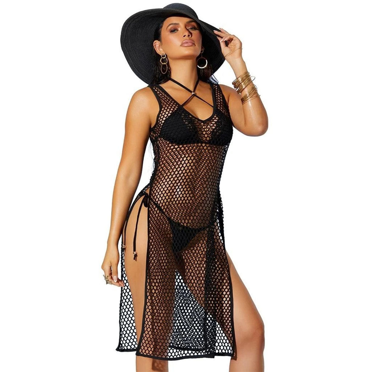 Elegant Moments - Swim Cover Up Dress - Black - L/XL
