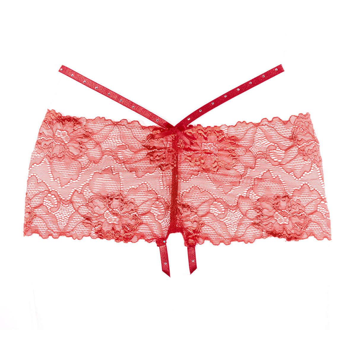 Allure Kelly Lace Crotchless Shorts – Red