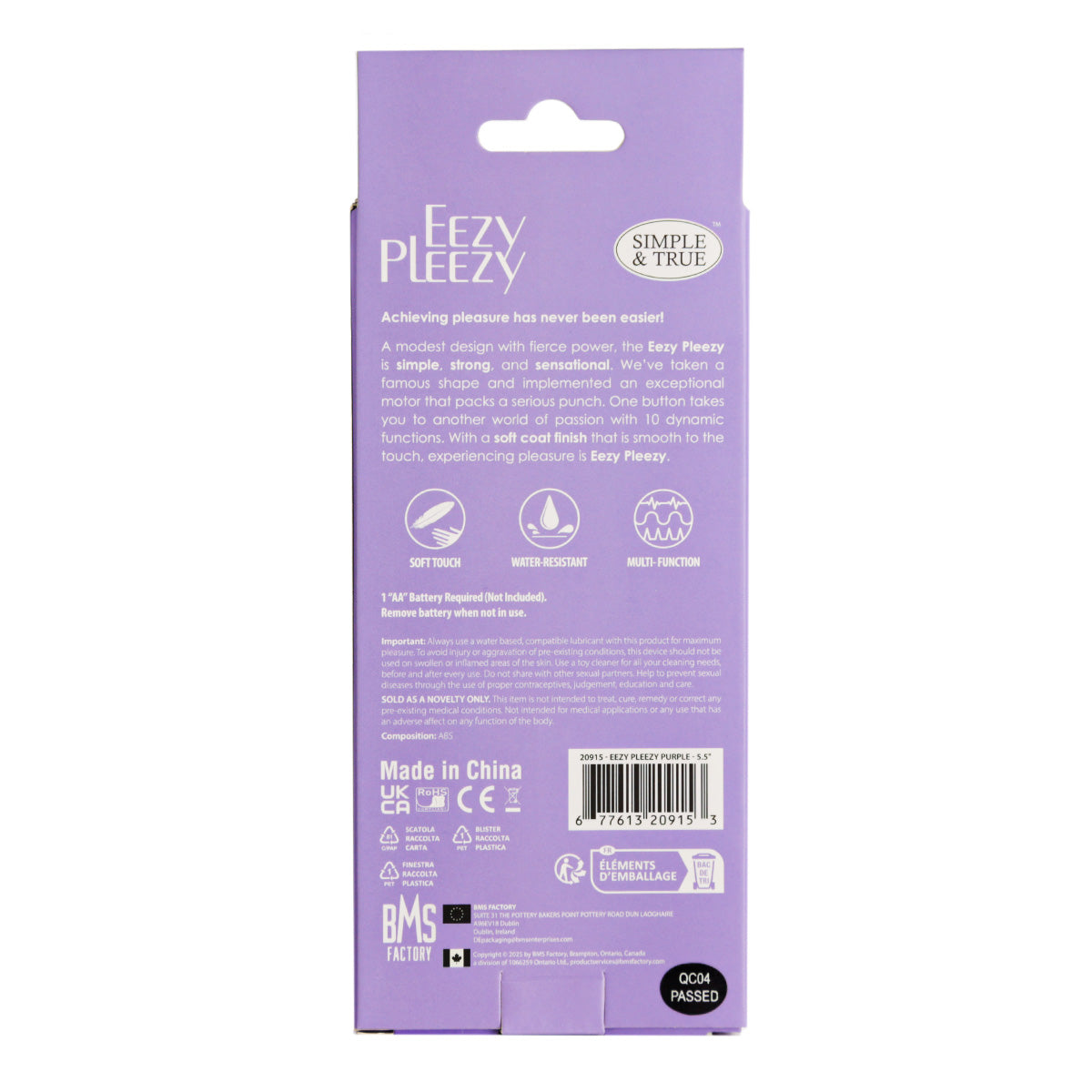 Eezy Pleezy – 5.5" Classic Vibrator – Purple