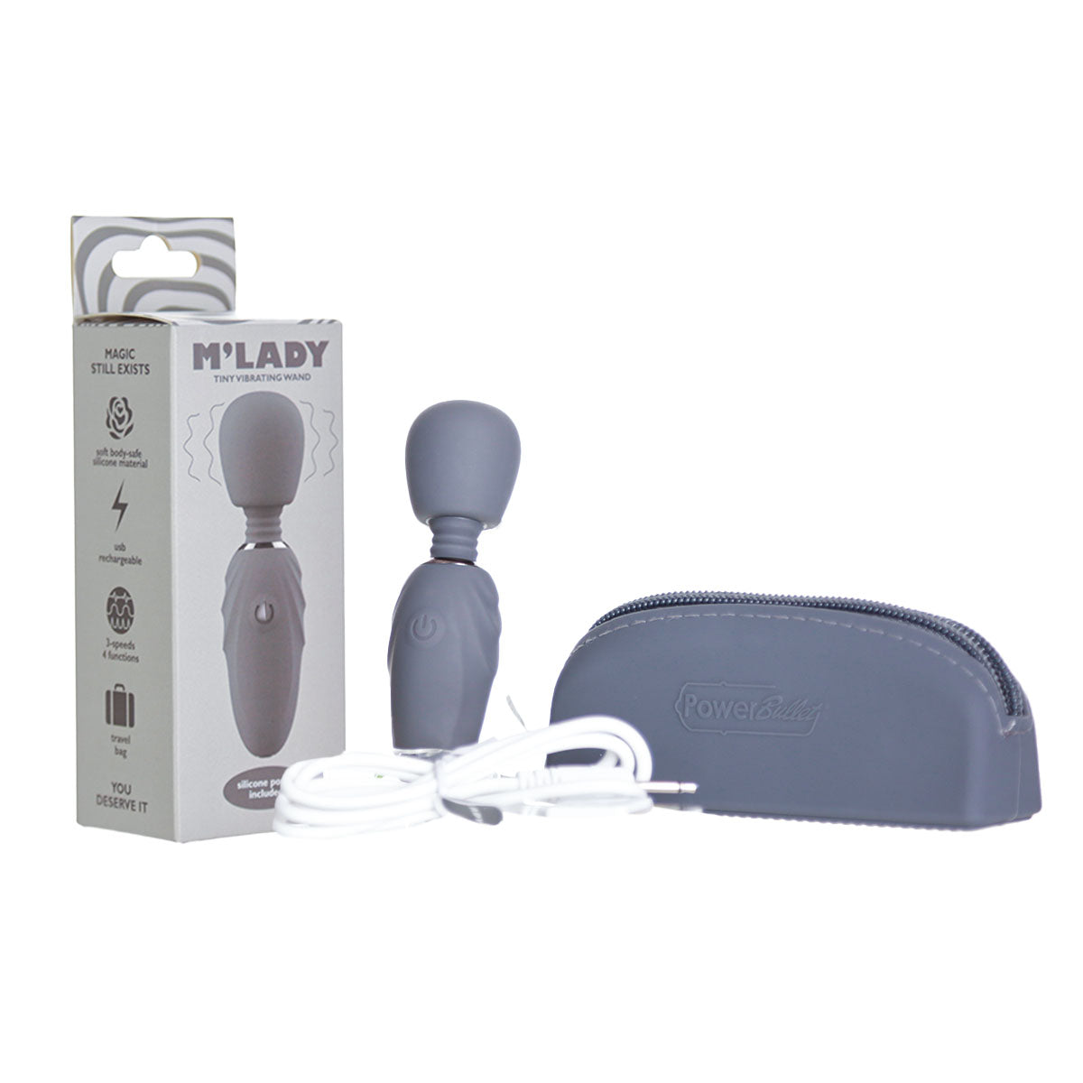 M’Lady Tiny Vibrating Wand - Grey