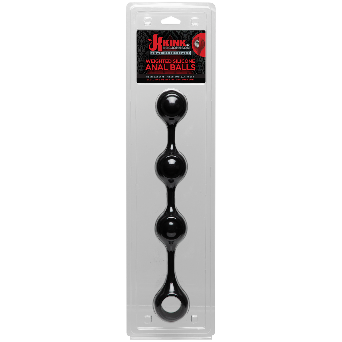 Kink By Doc Johnson - Anal Essentials Weighted Silicone Anal Balls - Black
