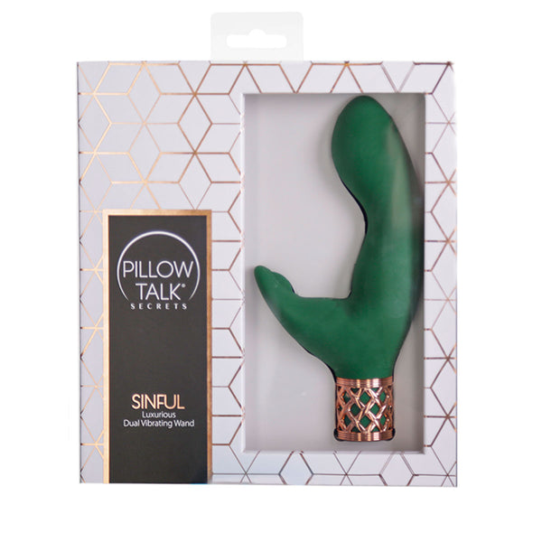 Pillow Talk® Secrets - Sinful – Luxurious Dual Vibrating Wand - Green