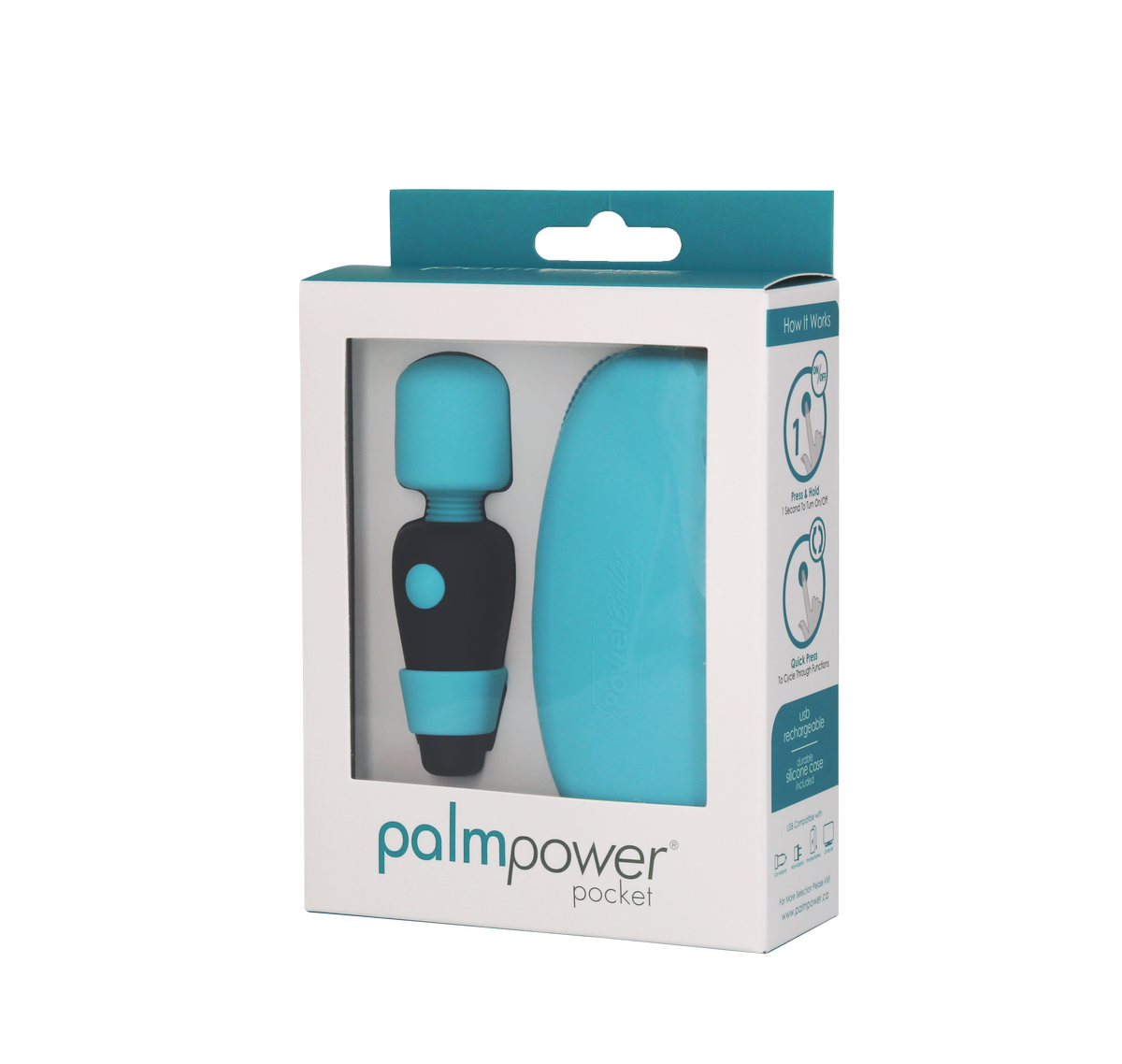 PalmPower Pocket – Rechargeable Mini Massager – Teal