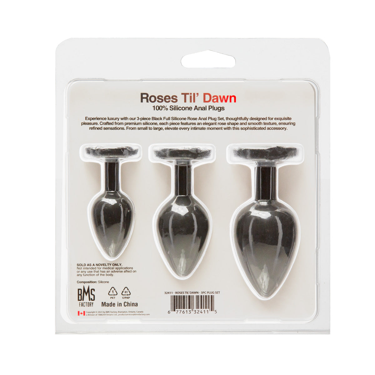 BMS – Roses Til’ Dawn – Silicone Anal Plug Kit – Starter Kit - Black