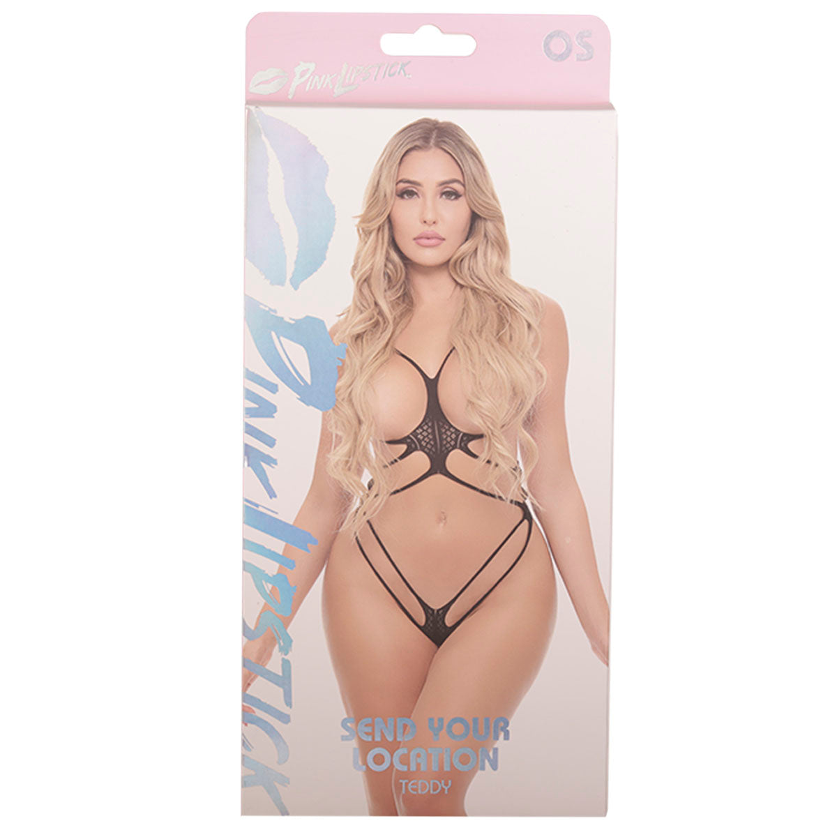 Pink Lipstick Send Your Location Teddy – Black – One Size