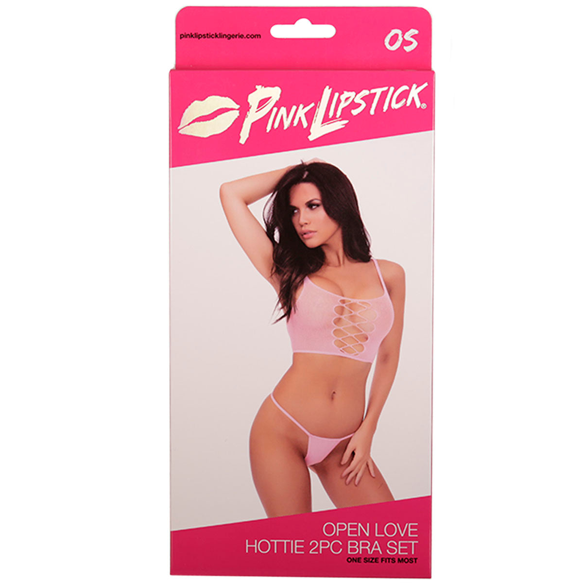 Pink Lipstick Open Love Hottie 2 Piece Bra Set – Pink – One Size