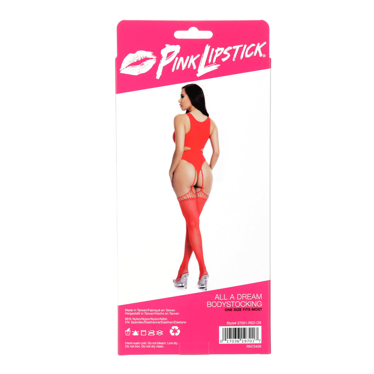 Pink Lipstick - All A Dream Bodystocking - Red - OS