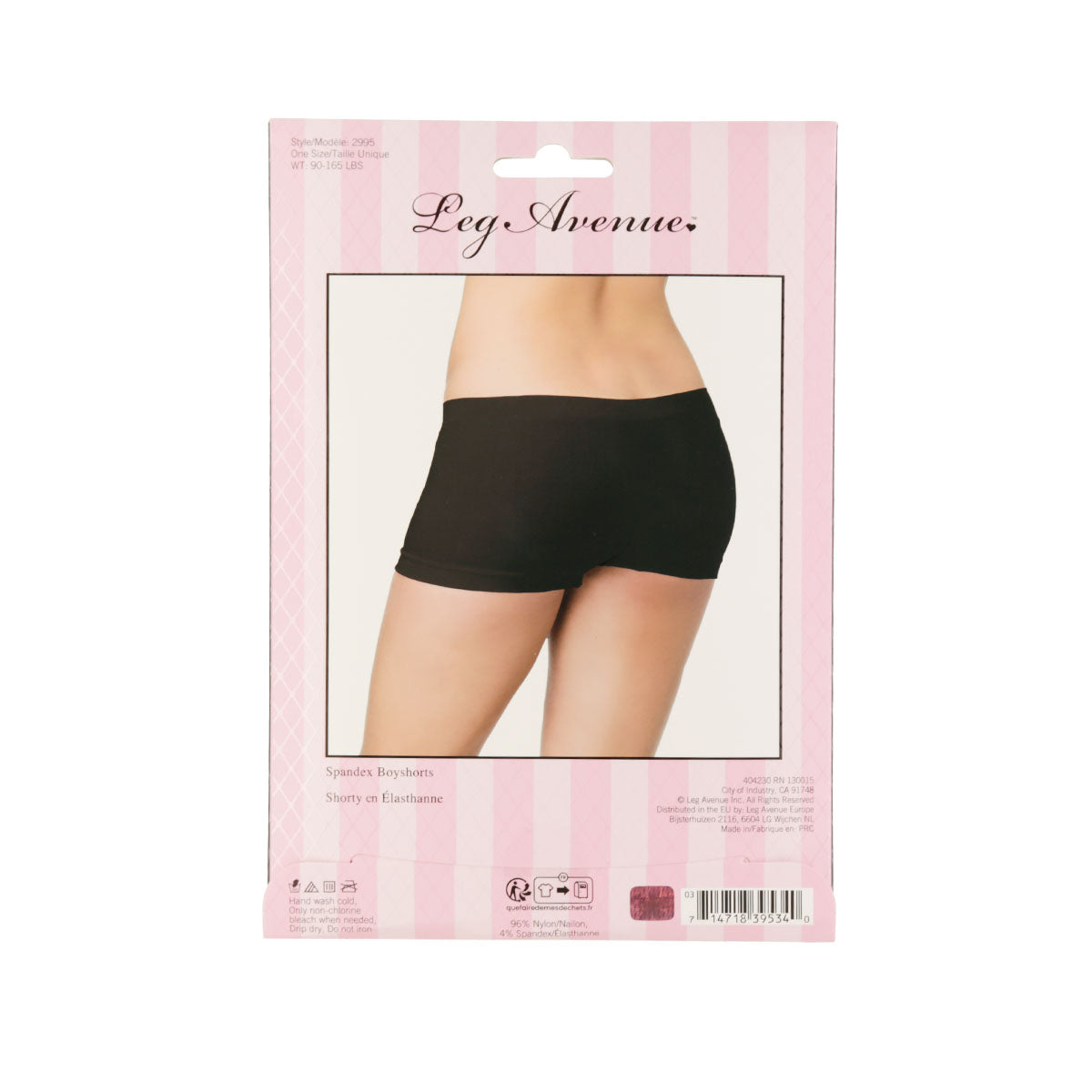 Leg Avenue Seamless Boy Shorts – One Size Fits Most - Black