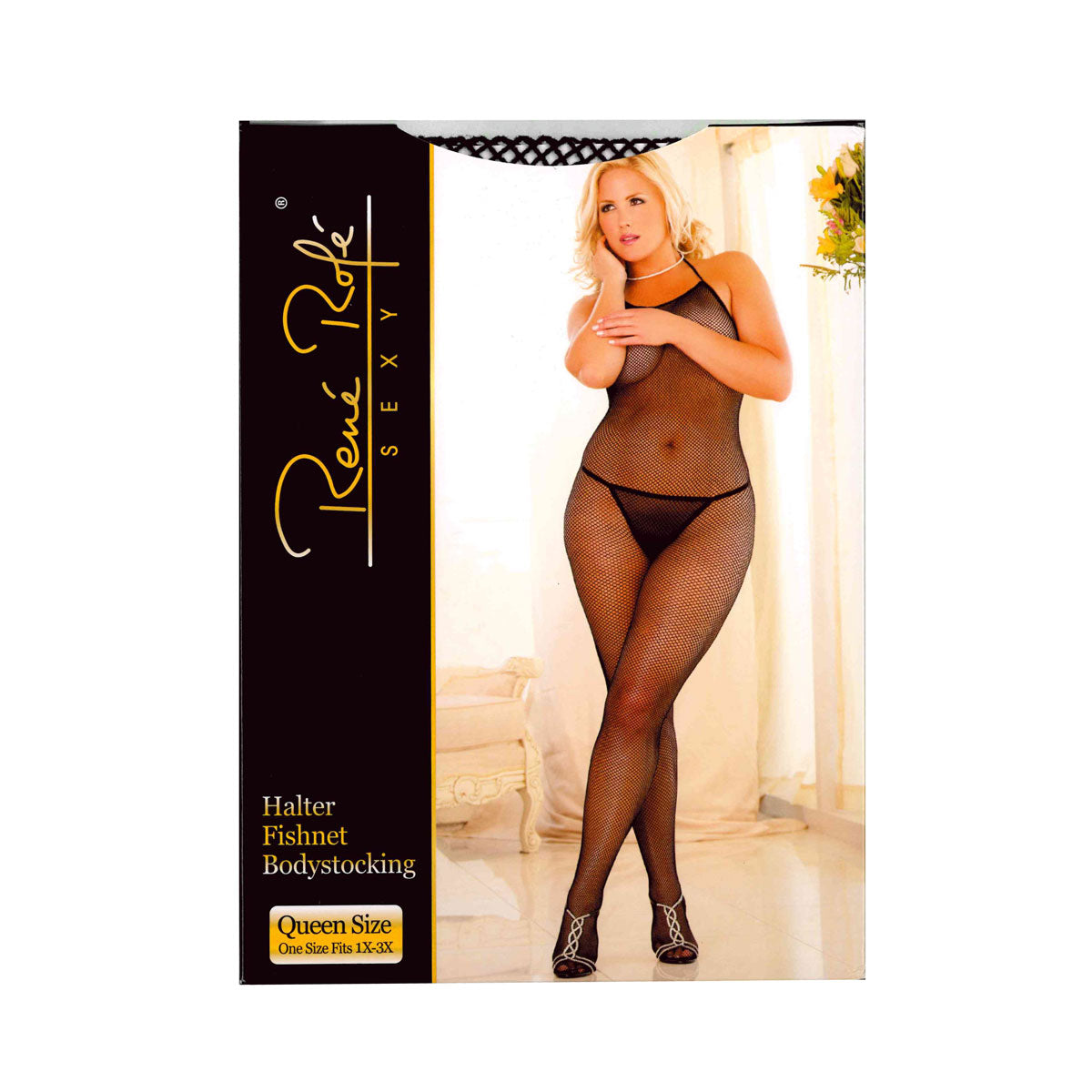 Rene Rofe Sexy Halter Fishnet Bodystocking – Queen 1X-3X