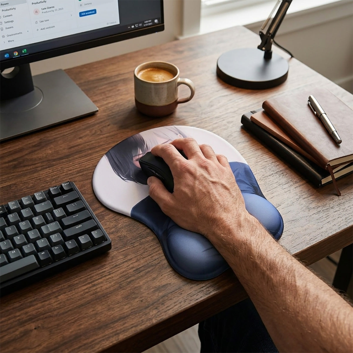 Anime Mouse Pad – Half Brunette Half Grey Haired Shirt and Tie