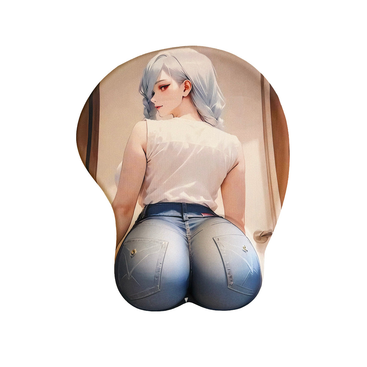 Anime Mouse Pad – Grey Haired Blonde in Blue Jeans