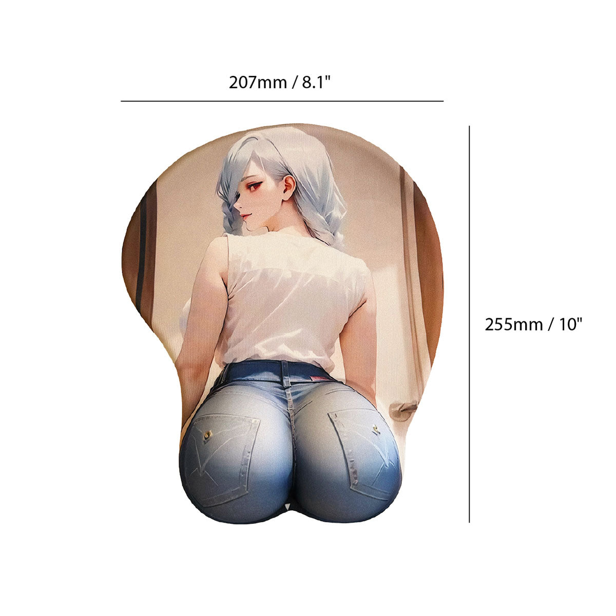 Anime Mouse Pad – Grey Haired Blonde in Blue Jeans