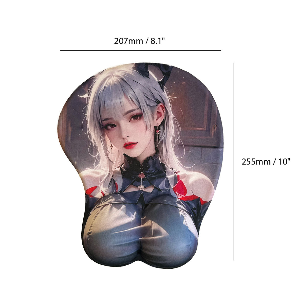 Anime Mouse Pad – Grey Haired Anime Girl with Blue Top