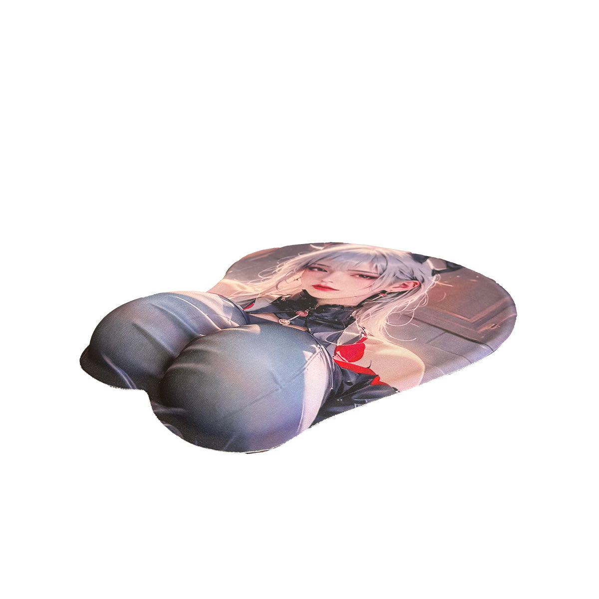 Anime Mouse Pad – Grey Haired Anime Girl with Blue Top