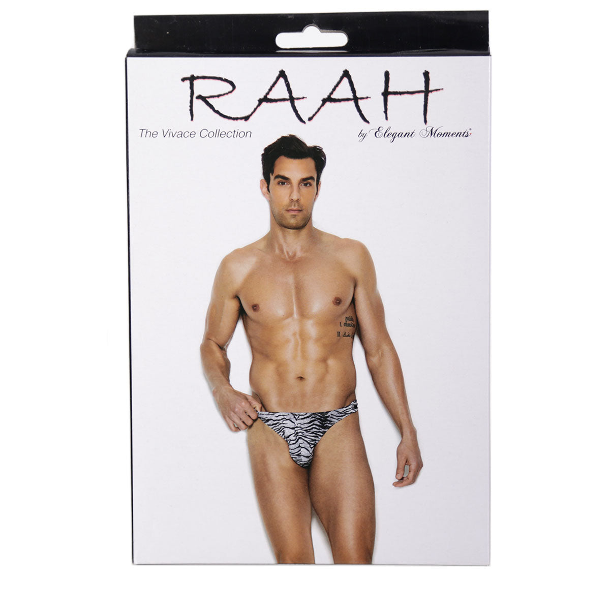 Elegant Moments - Raah - Men&#39;s Side Snap Closure Thong - Zebra - L/XL