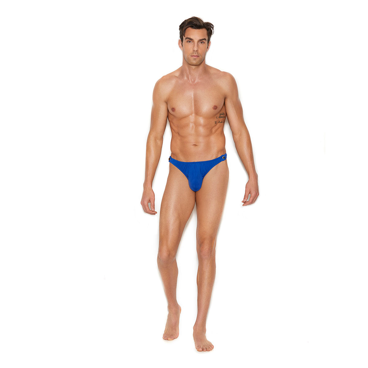Elegant Moments – Vivace Collection Raah – Mens Side Snap Closure Thong - Blue L/XL