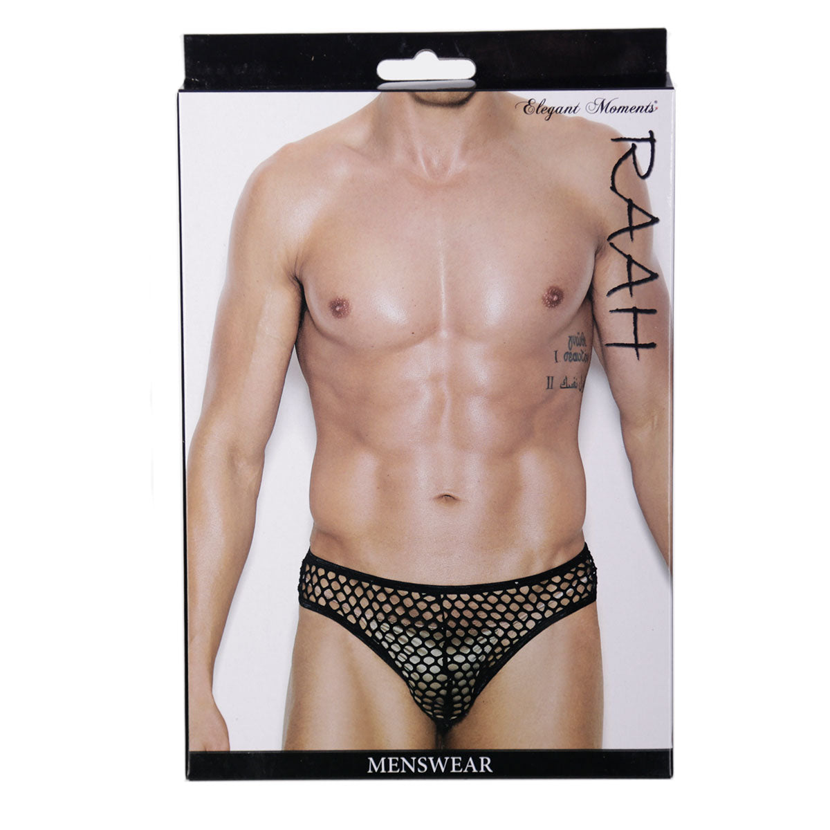 Elegant Moments - Raah – Men&#39;s Fishnet Thong-Back Brief - Black - S/M