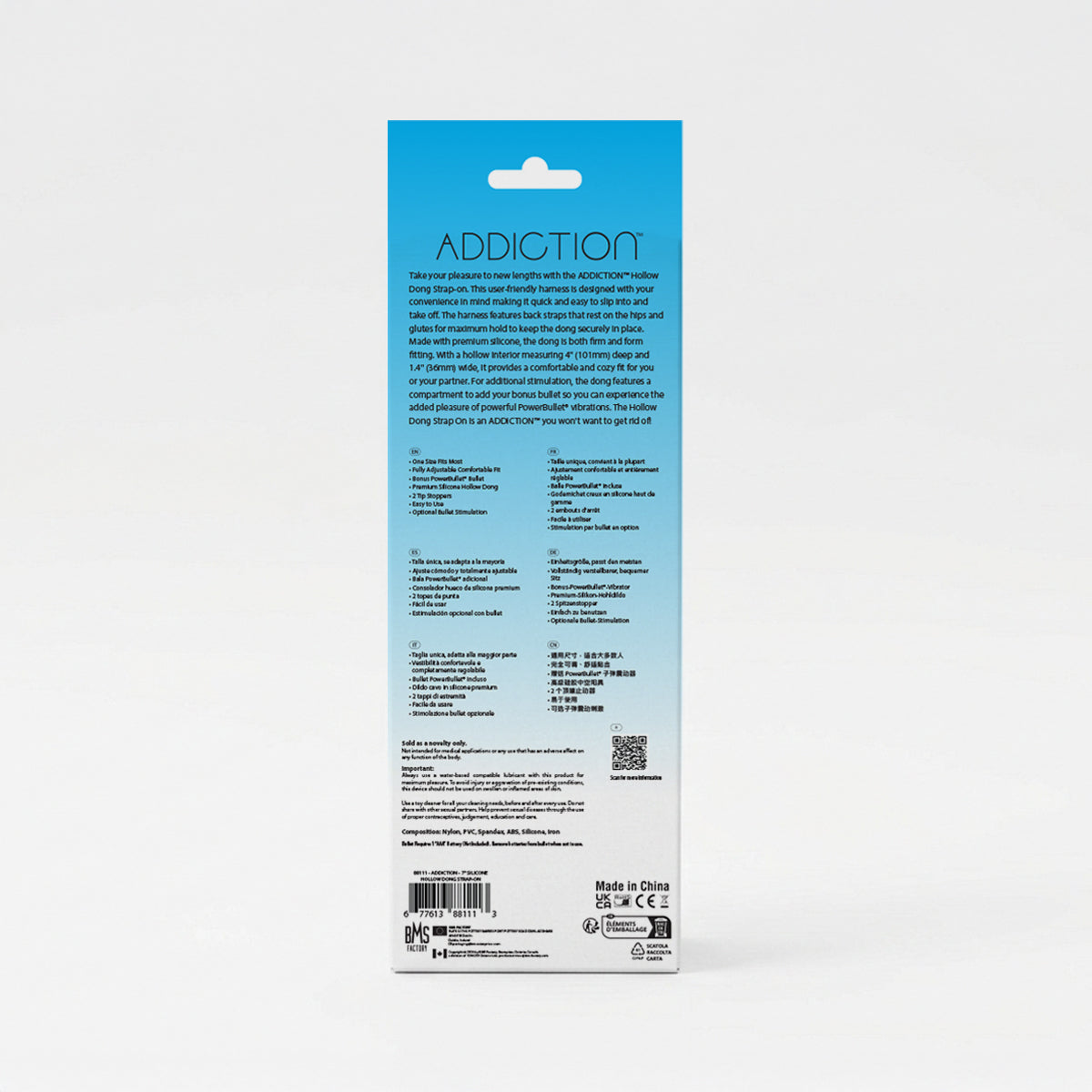 Addiction – 7” Silicone Hollow Dong Strap-On – Beige