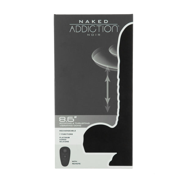 Naked Addiction – 8.6” Silicone Rotating & Thrusting Vibrating Dildo with Remote - Noir