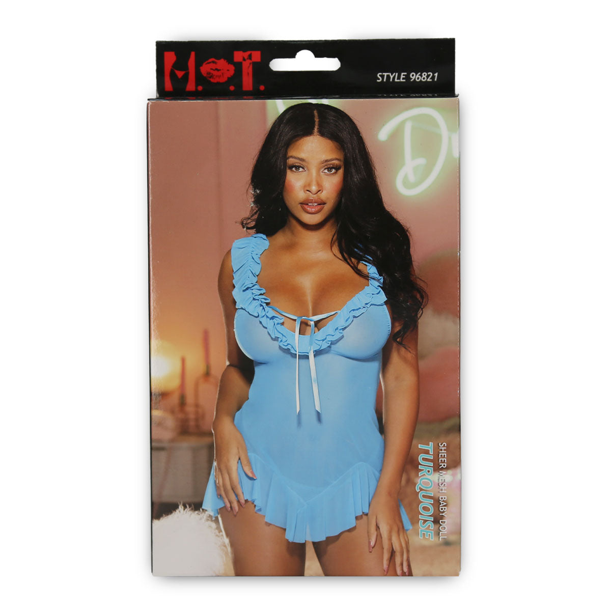 H.O.T - Sheer Mesh Babydoll - Turquoise - One Size