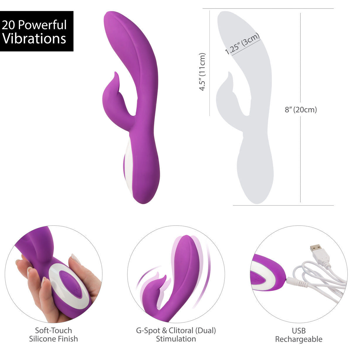 Pure Love® - G-Spot Rabbit-Style Vibrator - Purple
