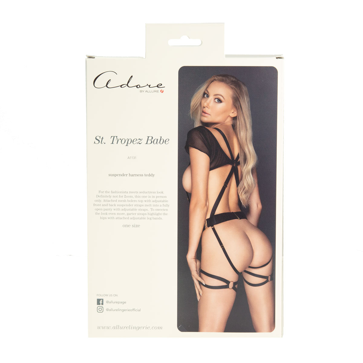 Adore by Allure - St. Tropez Babe - Suspender Harness Teddy - Black - OS