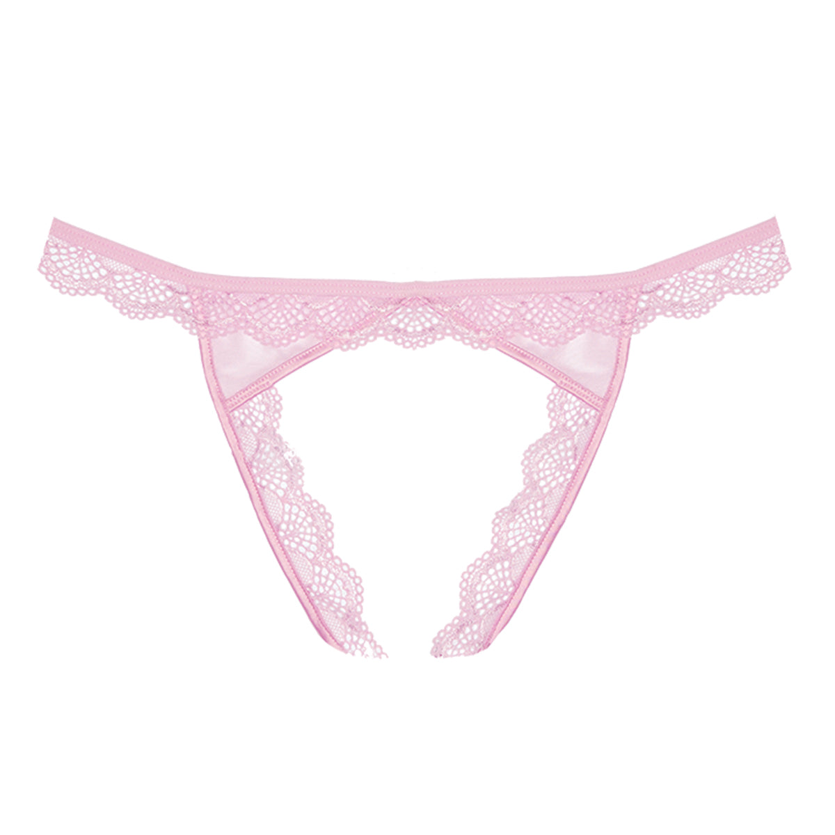 Adore by Allure Peach-y Lace &amp; Mesh Open Panty - Pink