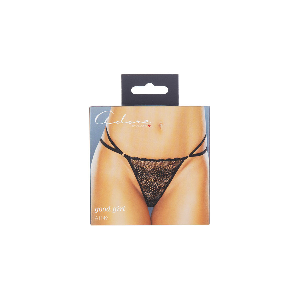 Adore by Allure Good Girl Lace &amp; Mesh Thong - Black