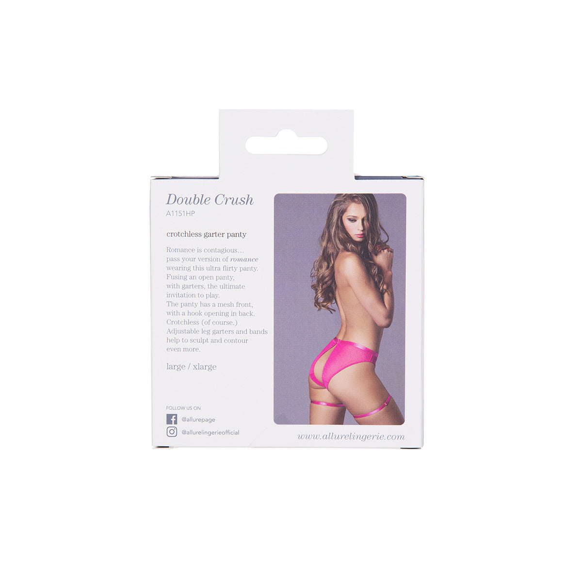 Adore by Allure Double Crush Crotchless Garter Panty – Hot Pink
