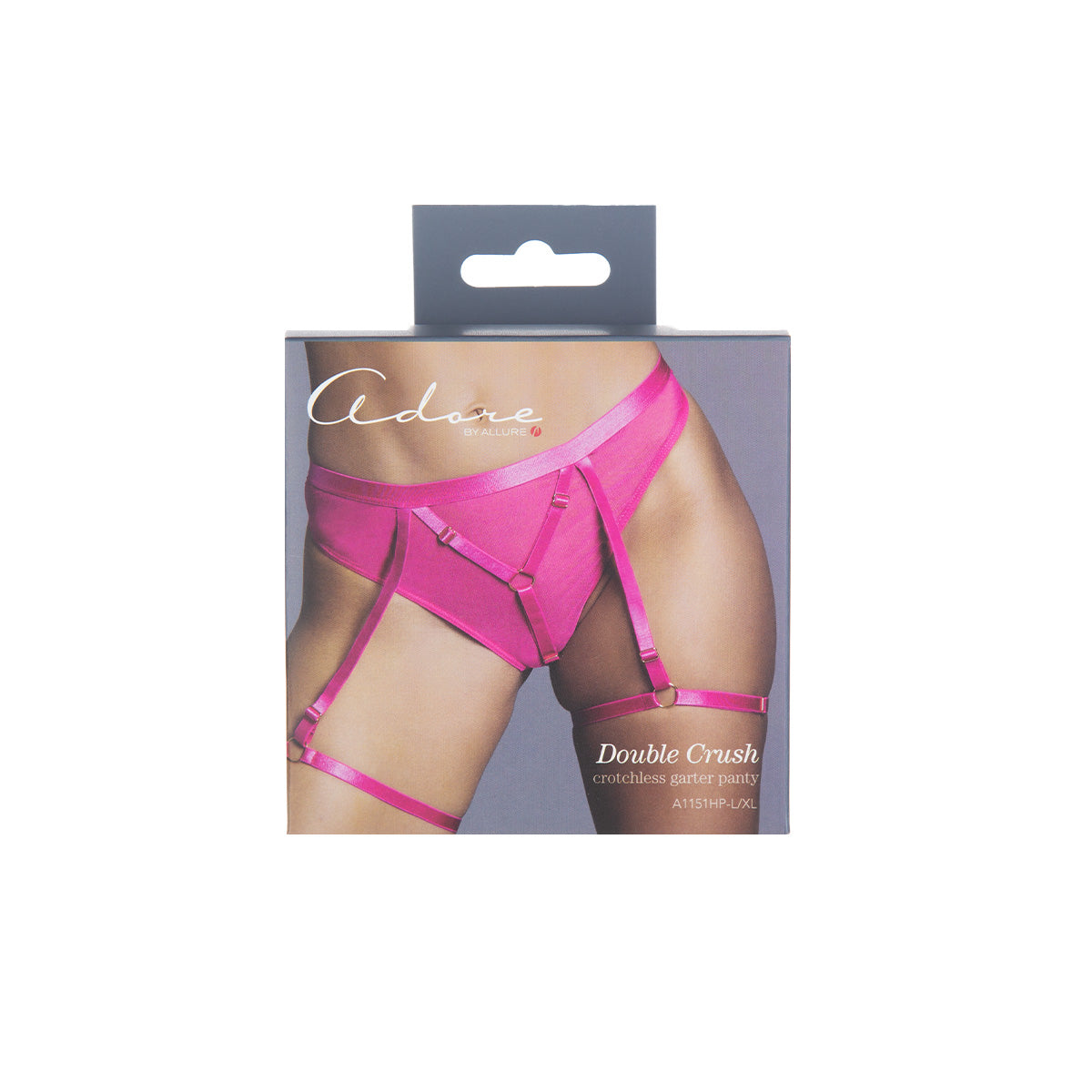 Adore by Allure Double Crush Crotchless Garter Panty – Hot Pink