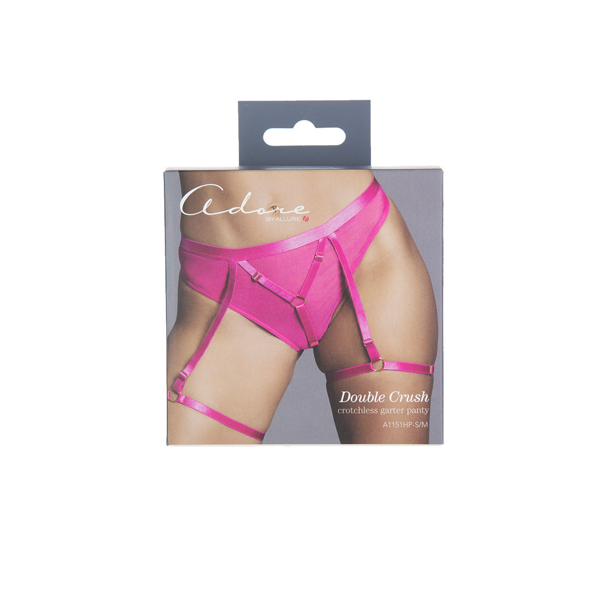 Adore by Allure Double Crush Crotchless Garter Panty – Hot Pink