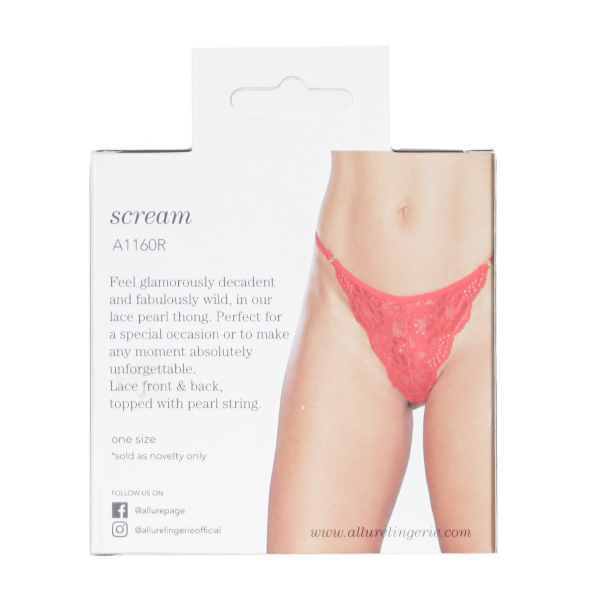 Allure Scream Pearl Thong – Red – One Size Fits Most