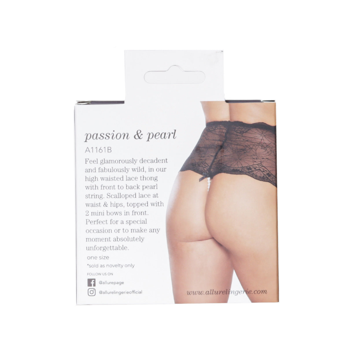 Allure Passion and Pearl Thong – Black – One Size Fits Most