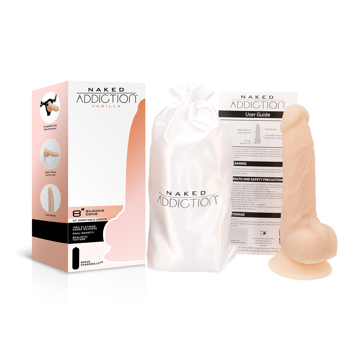 Naked Addiction 8" Silicone Dual Density Dildo - BMS Enterprises Naked Addiction 8" Silicone Dual Density Dildo - BMS Enterprises