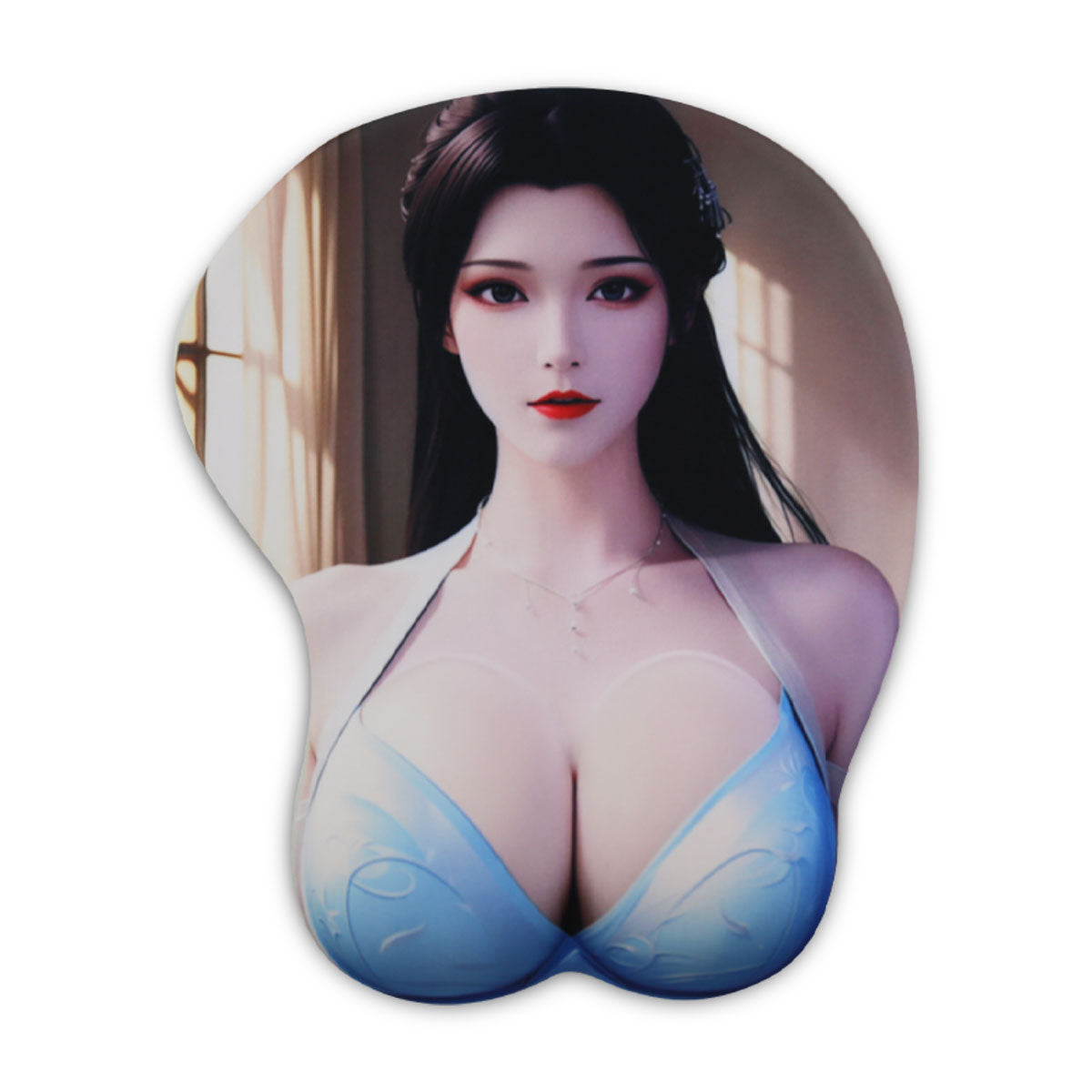 Anime Mouse Pad - Brunette Blue Bra