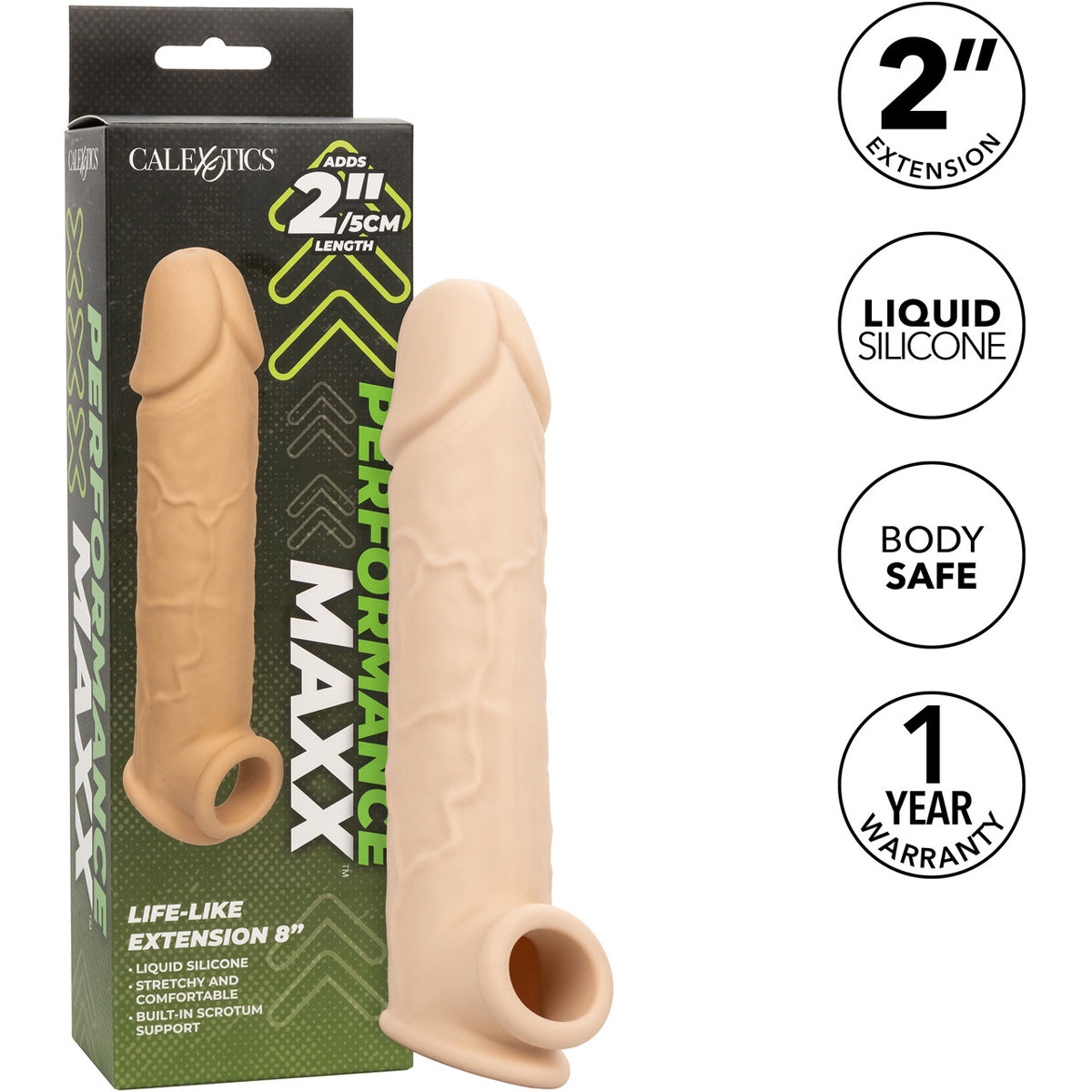 CalExotics® - Performance Maxx™ - Life-Like Penis Extension – 8” – Ivory