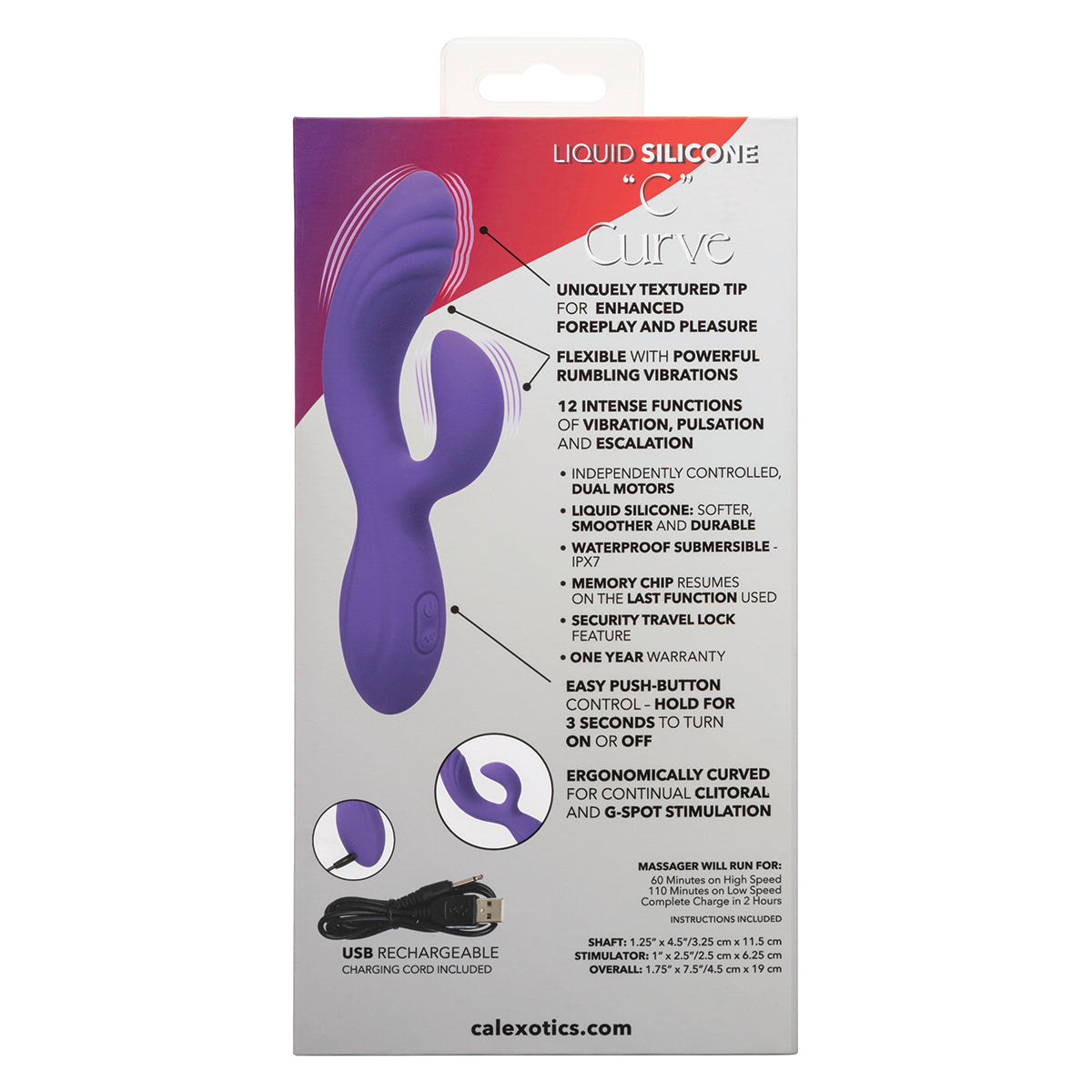 CaleXOtics – Stella – Liquid Silicone - “C” Curve Vibrator - Purple