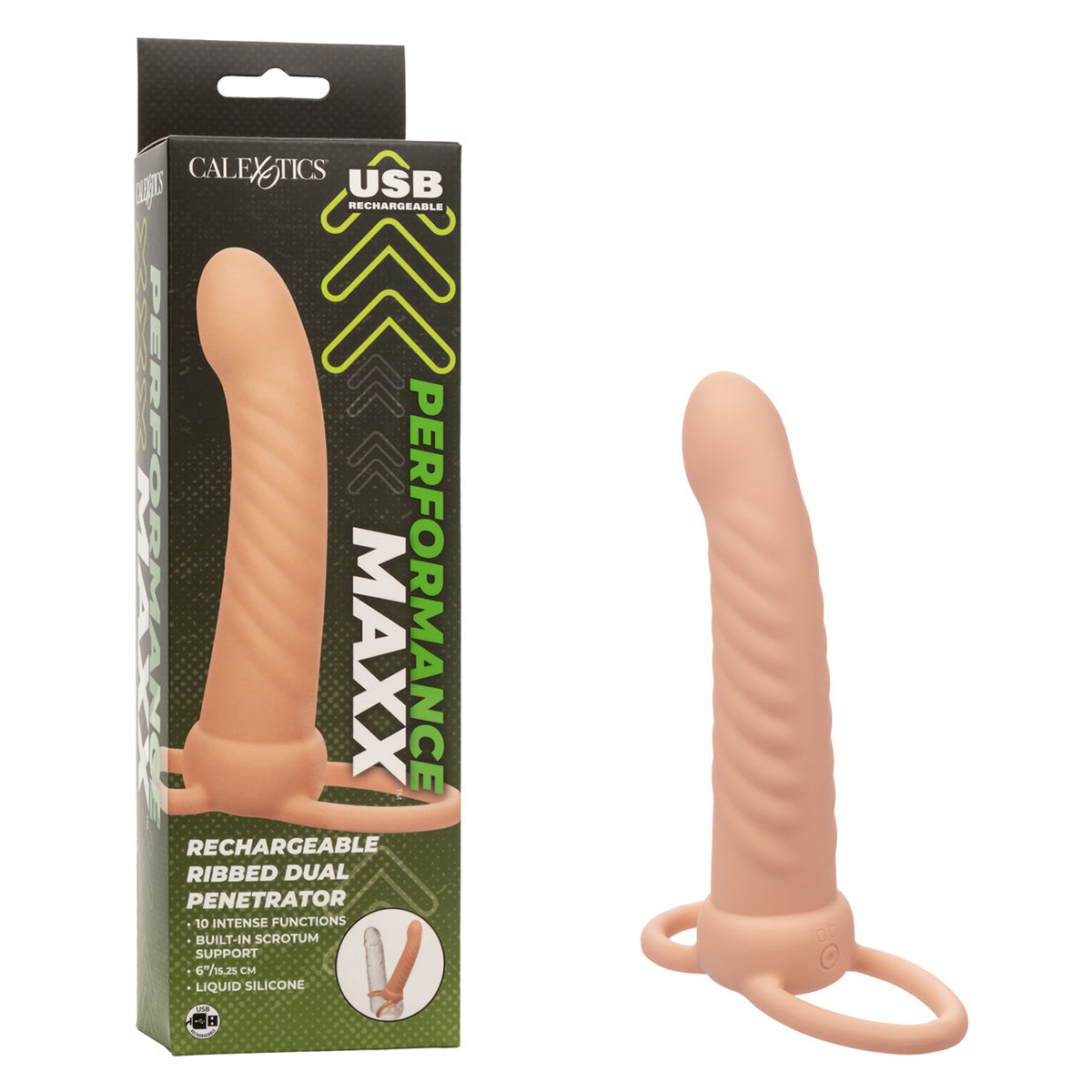 CaleXOtics Performance Maxx Rechargeable Ribbed Dual Penetrator