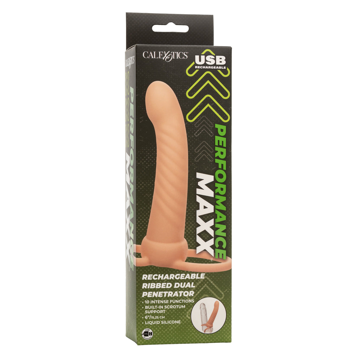 CaleXOtics Performance Maxx Rechargeable Ribbed Dual Penetrator