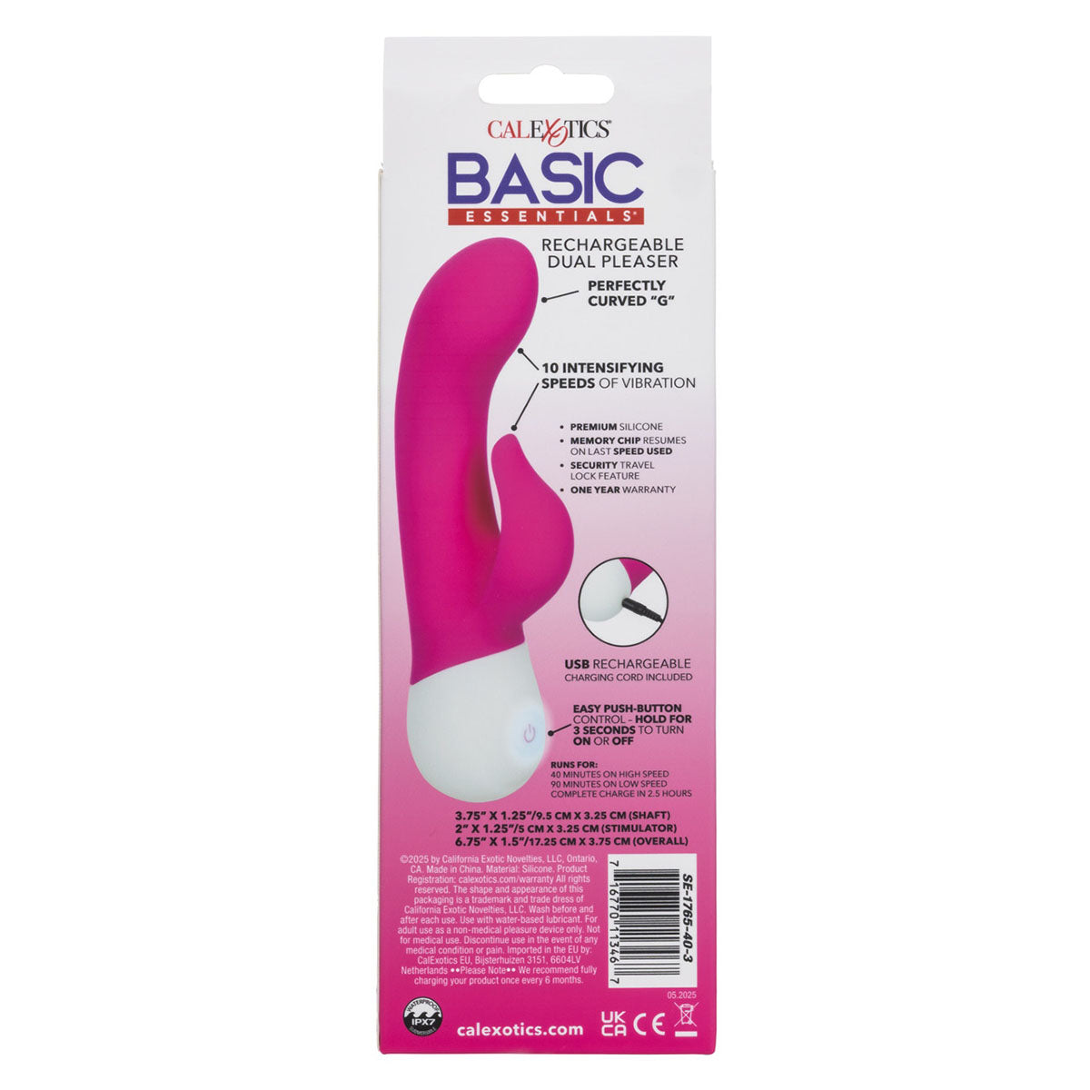 CalExotics® Basic Essentials Liquid Silicone Rechargeable Dual Pleaser
