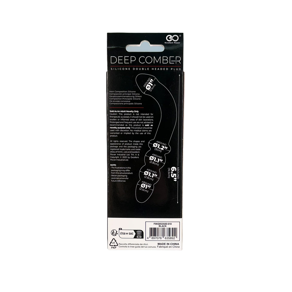 NMC – Deep Comber – Silicone Double Headed Plug – 6.5 in. – Black
