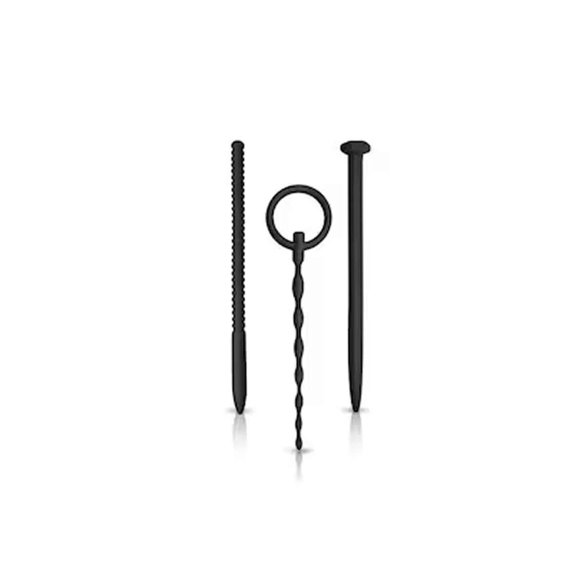 Knot-Knot – Silicone Urethral Sounding Kit – 3-In-1 Set – Black