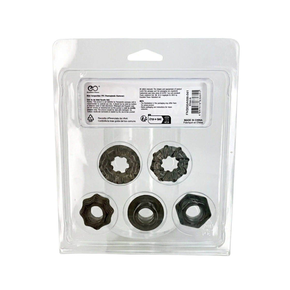 NMC – Hardcore Powerful Set – Hygienic Ornaments – 5 Rings – Black