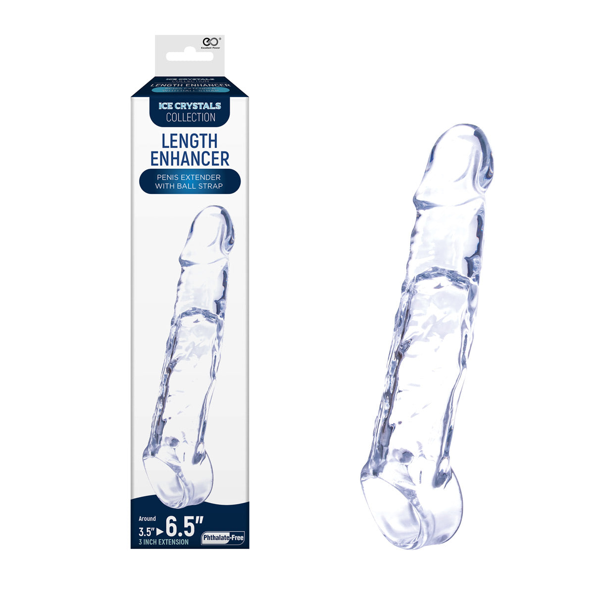 Excellent Power Ice Crystals Collection Length Enhancer Penis Extender With Ball Strap