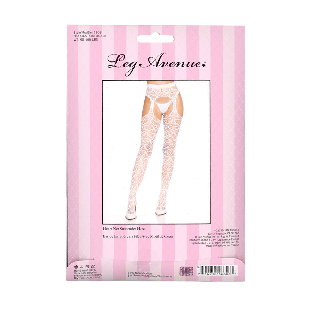 Leg Avenue™ - Heart Net Suspender Pantyhose – White – OS