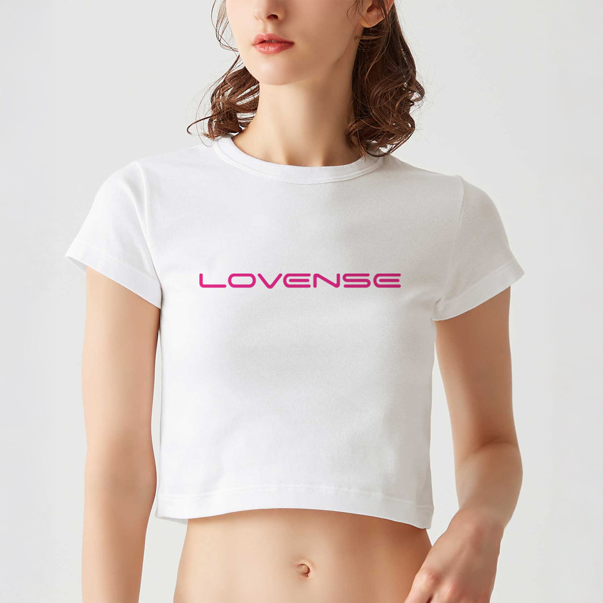 LOVENSE - Crew Neck Cropped T-Shirt - White