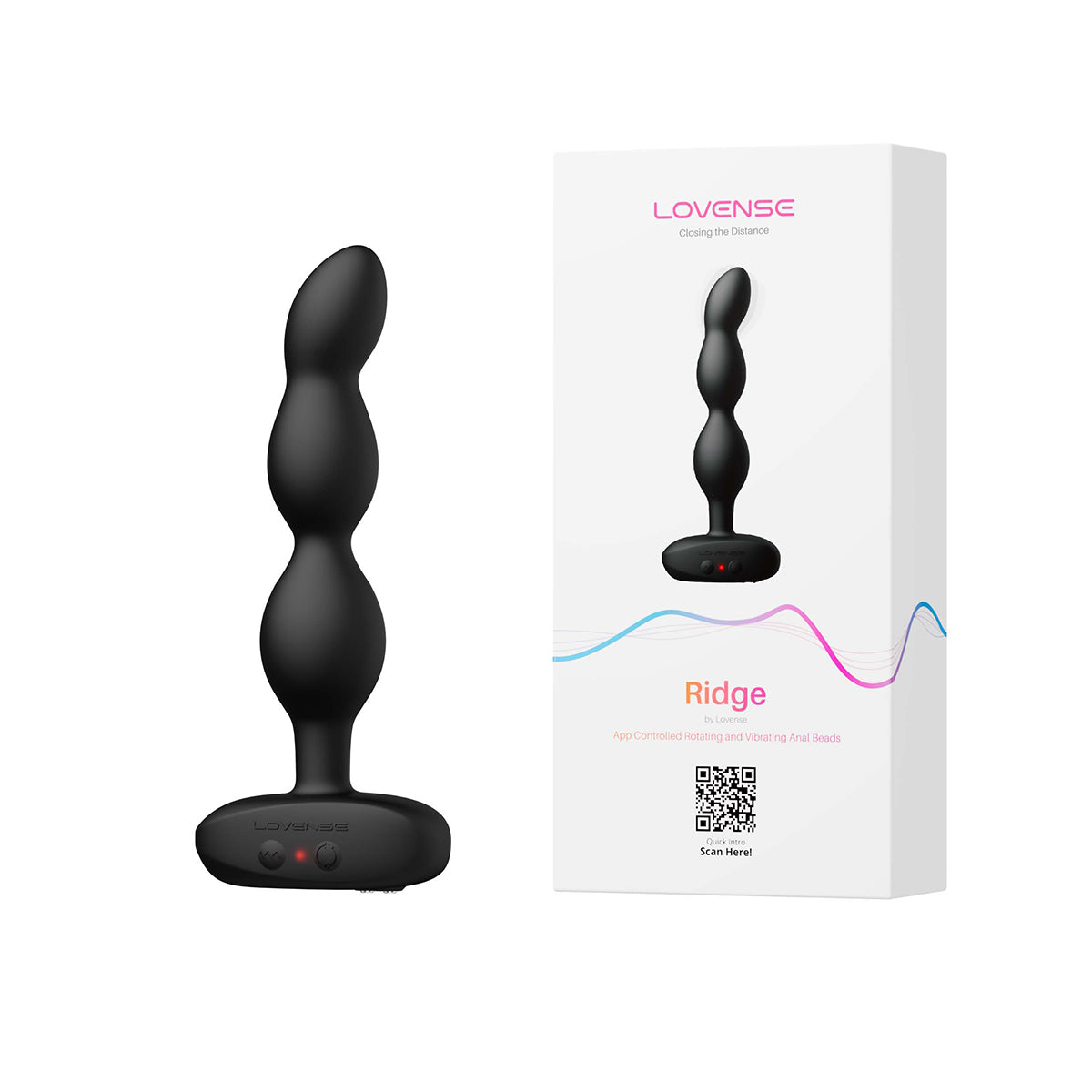 Lovense Ridge Vibrating &amp; Rotating Anal Beads - Black